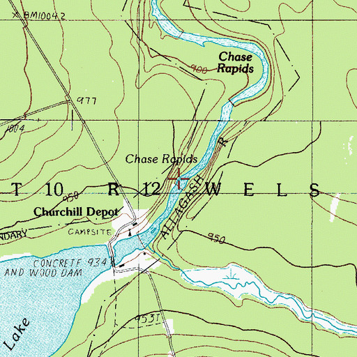 Topographic Map of Chase Rapids, ME
