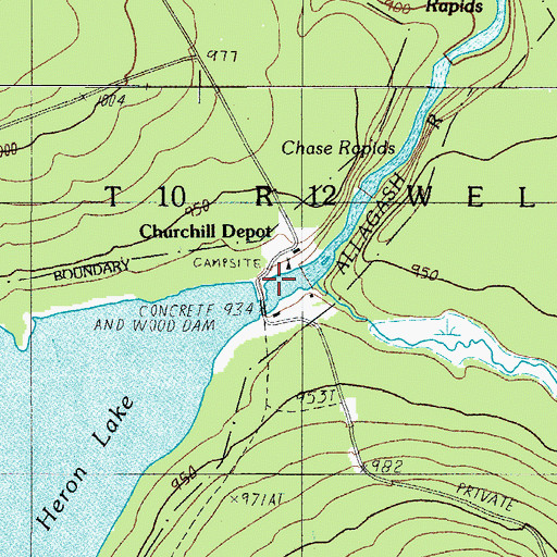 Topographic Map of Churchill Dam Campsite, ME