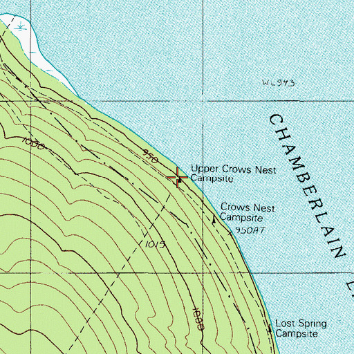 Topographic Map of Upper Crows Nest Campsite, ME