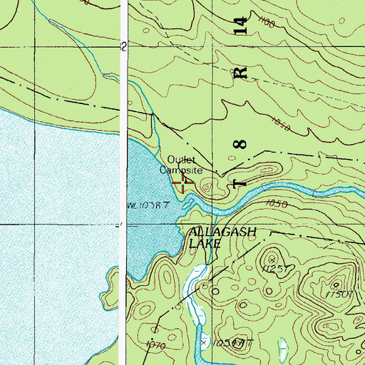Topographic Map of Outlet Campsite, ME