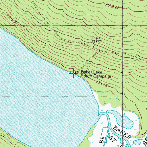Topographic Map of Baker Lake South Campsite, ME