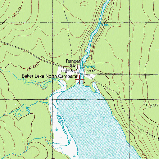 Topographic Map of Baker Lake North Campsite, ME