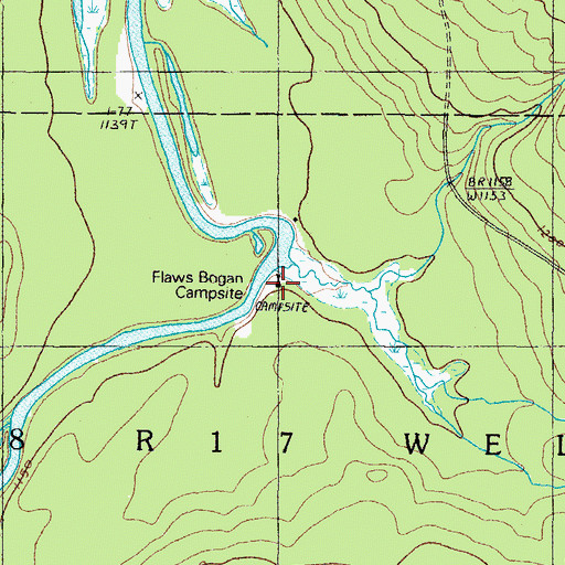 Topographic Map of Flaws Bogan Campsite, ME