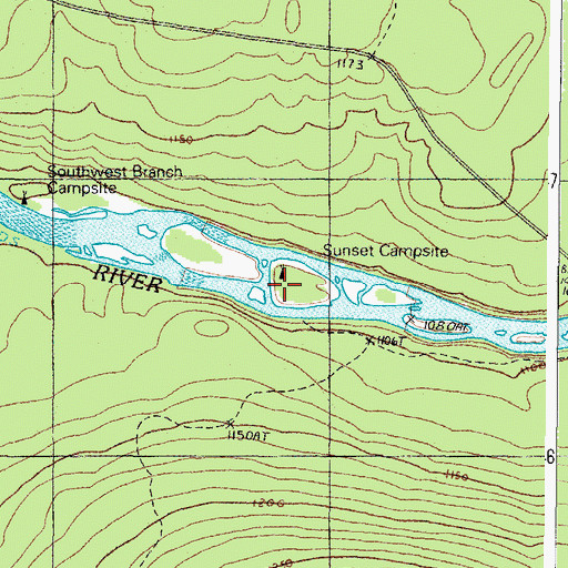Topographic Map of Sunset Campsite, ME