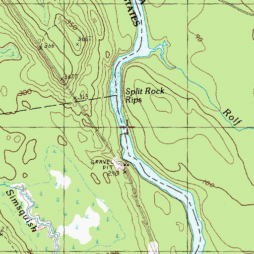 Topographic Map of Split Rock Rips, ME