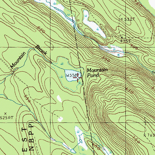 Topographic Map of Mountain Pond, ME