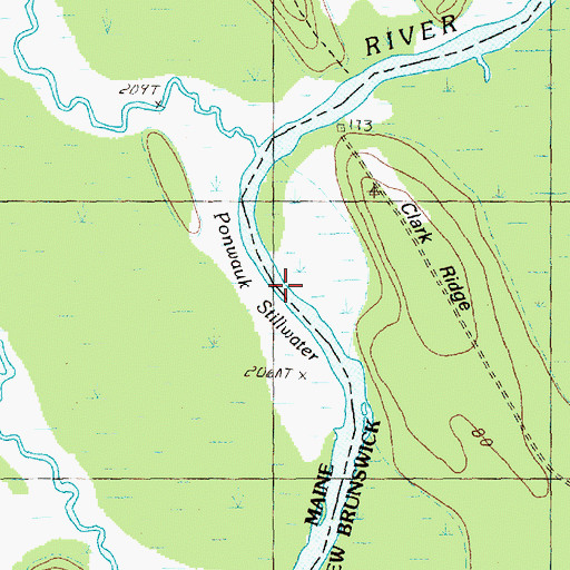 Topographic Map of Ponwawk Stillwater, ME