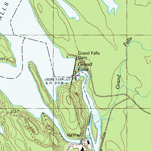 Topographic Map of Grand Falls Dam, ME