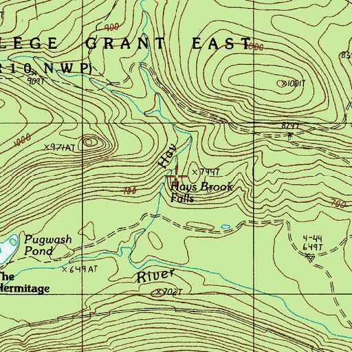 Topographic Map of Hays Brook Falls, ME