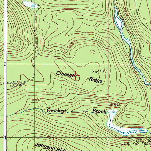Topographic Map of Crockett Ridge, ME