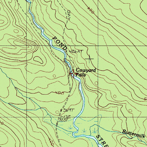 Topographic Map of Cowyard Falls, ME