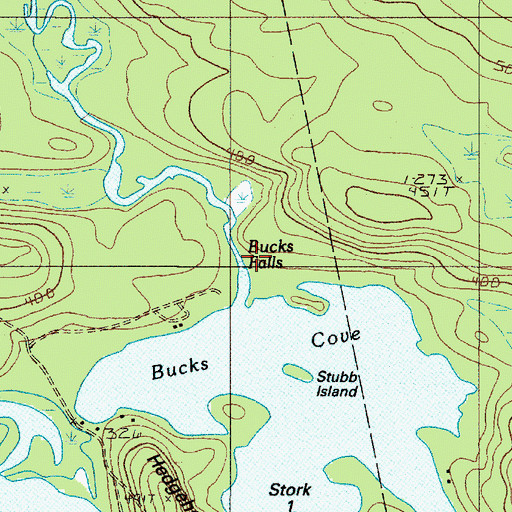 Topographic Map of Bucks Falls, ME