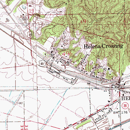 Topographic Map of Helena Crossing, AR