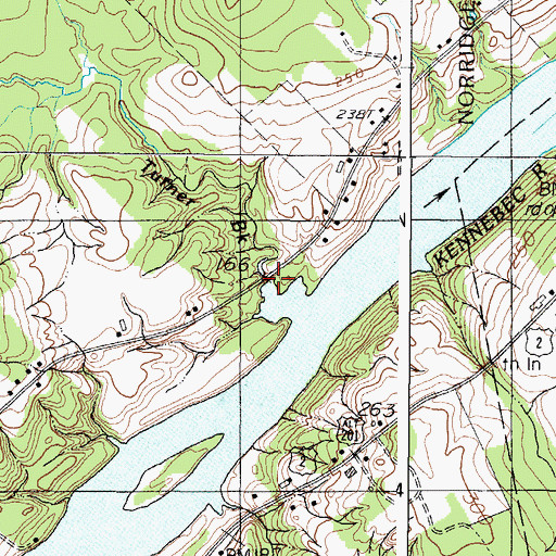 Topographic Map of Turner Brook, ME