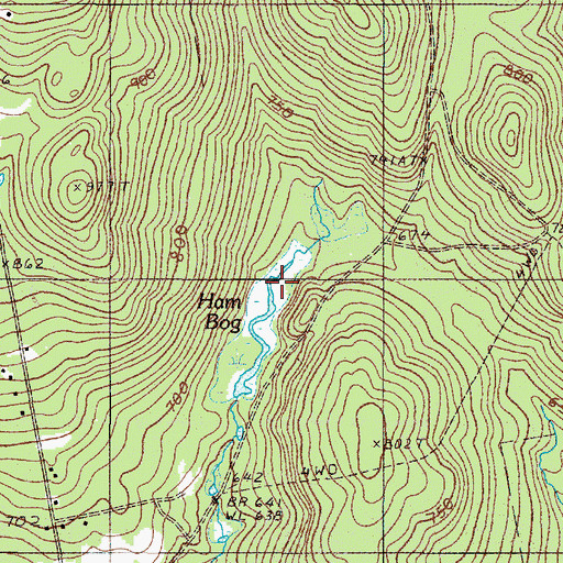 Topographic Map of Ham Bog, ME