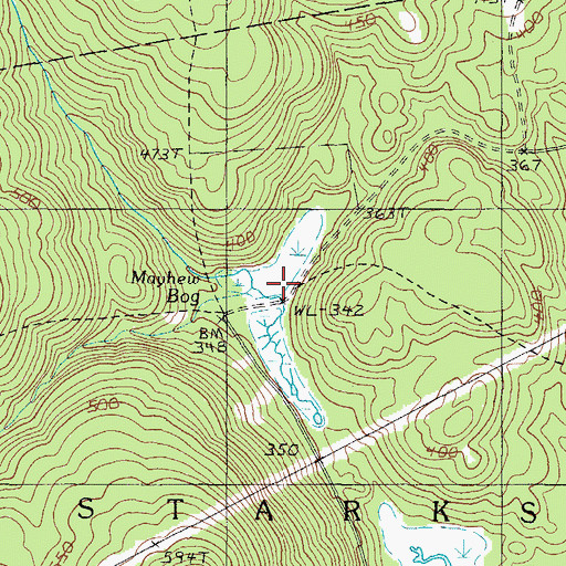 Topographic Map of Mayhew Bog, ME