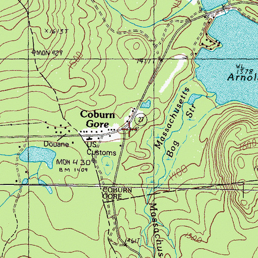 Topographic Map of Coburn Gore, ME