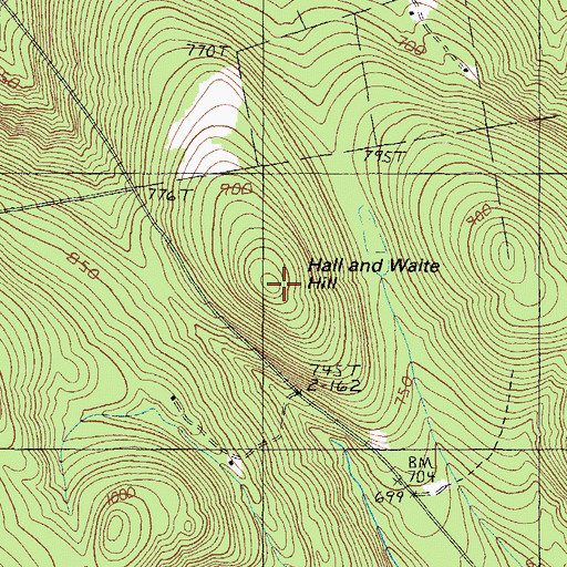 Topographic Map of Holland Waite Hill, ME