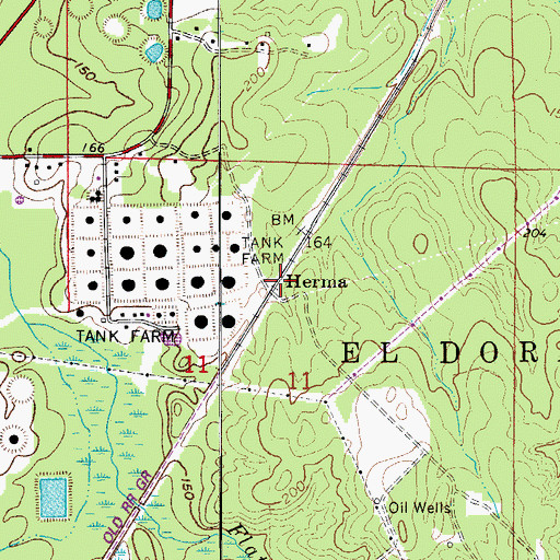 Topographic Map of Herma, AR