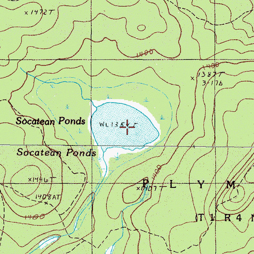 Topographic Map of Socatean Pond, ME