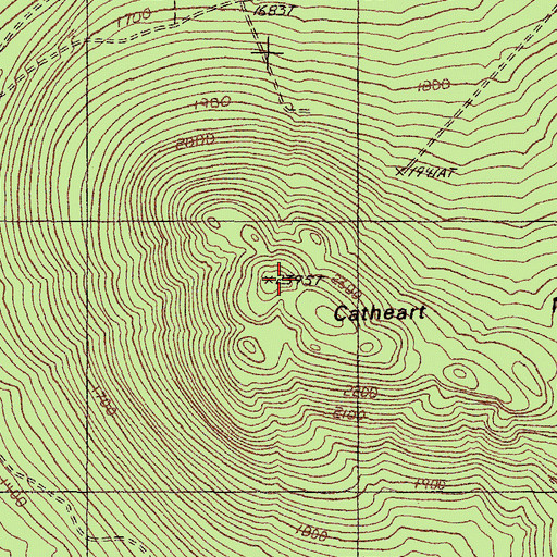 Topographic Map of Catheart Mountain, ME