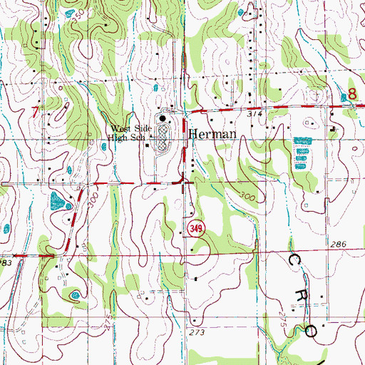 Topographic Map of Herman, AR
