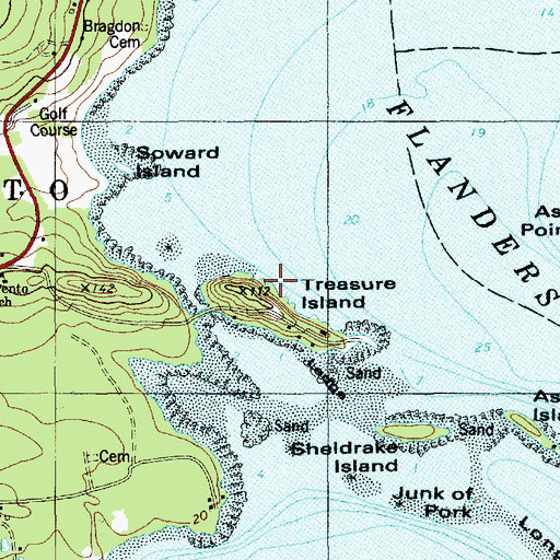 Topographic Map of Treasure Island, ME