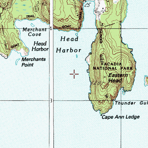 Topographic Map of Head Harbor, ME