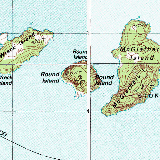 Topographic Map of Round Island, ME