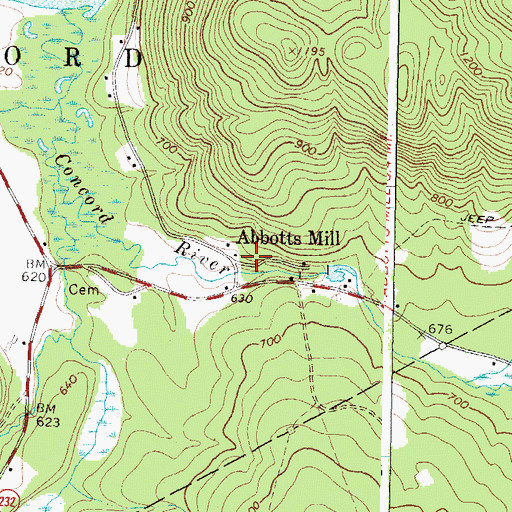 Topographic Map of Abbotts Mill, ME