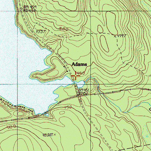 Topographic Map of Adams, ME