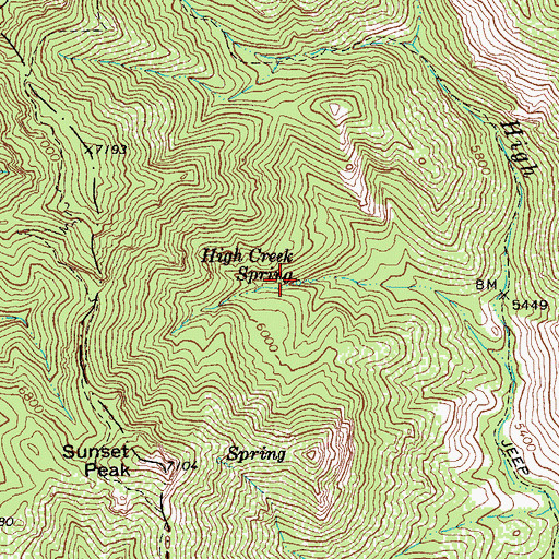 Topographic Map of High Creek Spring, AZ