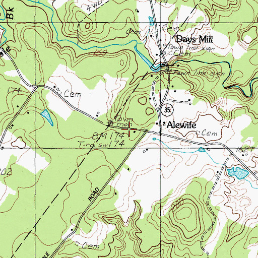 Topographic Map of Alewife, ME