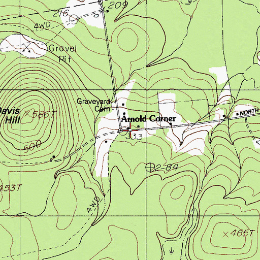 Topographic Map of Arnold Corner, ME