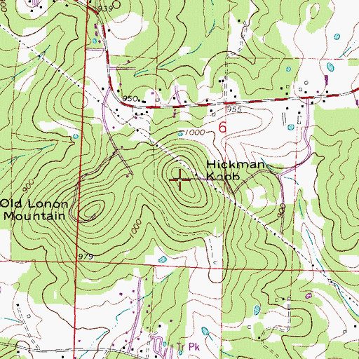 Topographic Map of Hickman Knob, AR