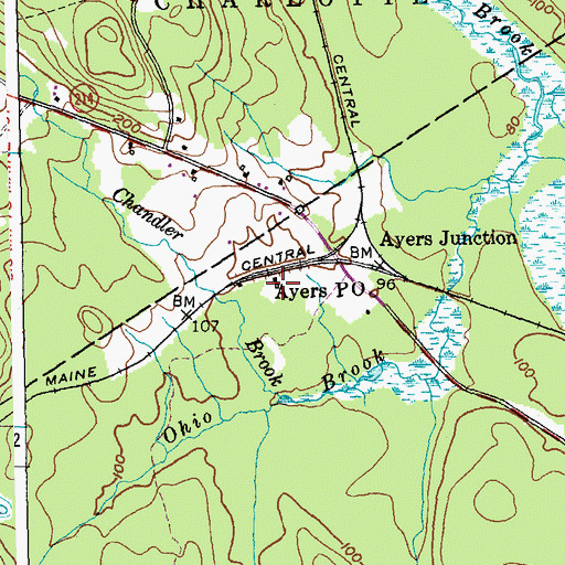 Topographic Map of Ayers, ME