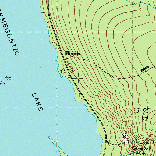 Topographic Map of Bemis, ME
