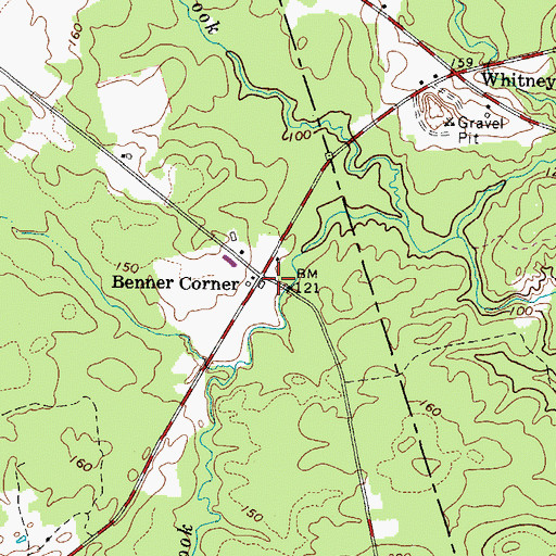 Topographic Map of Benner Corner, ME