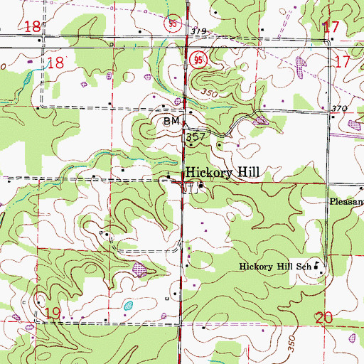 Topographic Map of Hickory Hill, AR