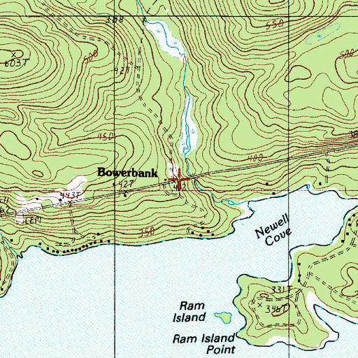 Topographic Map of Bowerbank, ME