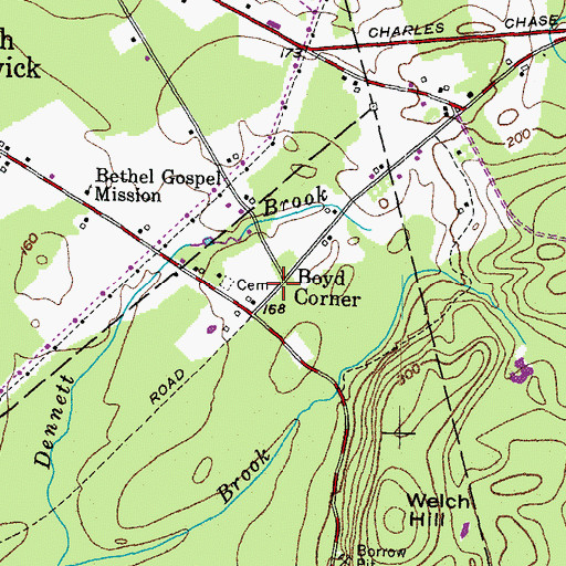 Topographic Map of Boyd Corner, ME