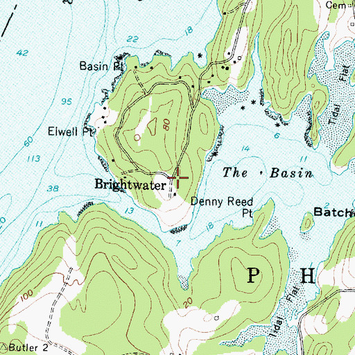 Topographic Map of Brightwater, ME