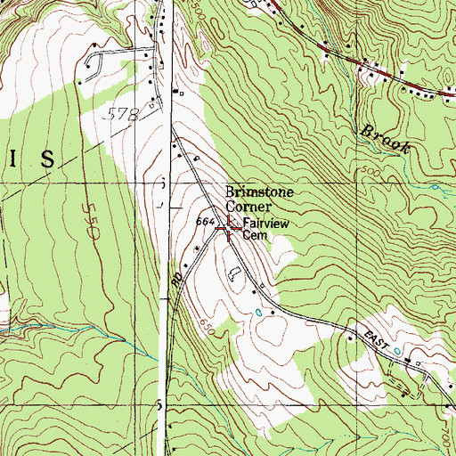 Topographic Map of Brimstone Corner, ME