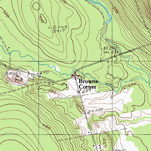 Topographic Map of Browns Corner, ME