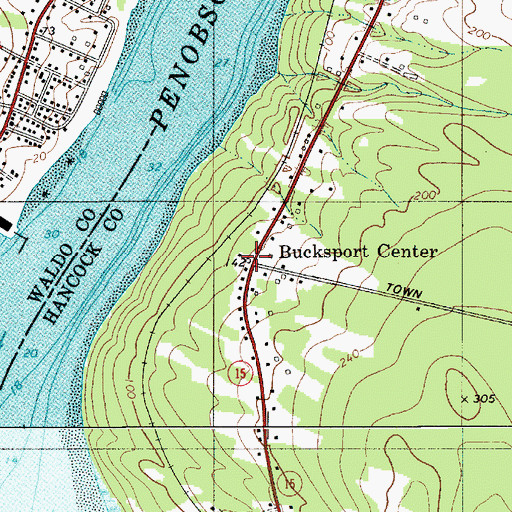 Topographic Map of Bucksport Center, ME