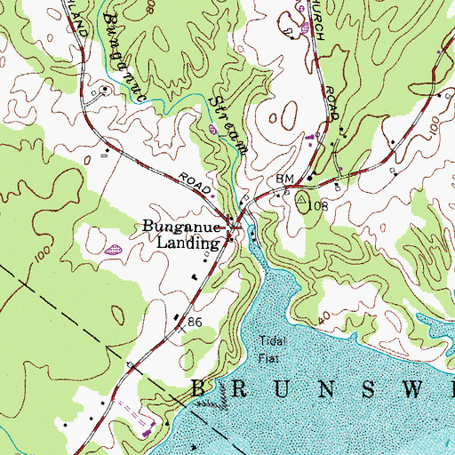Topographic Map of Bunganuc Landing, ME