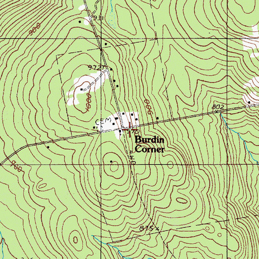 Topographic Map of Burdin Corner, ME