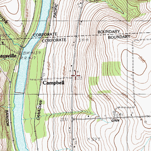 Topographic Map of Campbell, ME