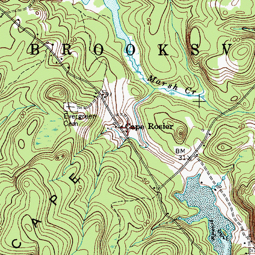 Topographic Map of Cape Rosier, ME