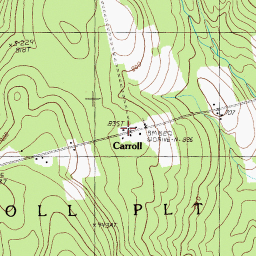 Topographic Map of Carroll, ME